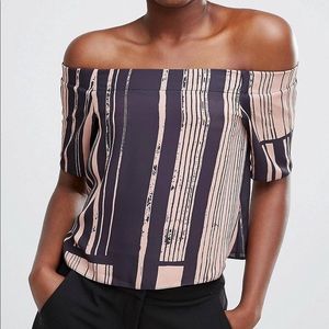 NWOT ASOS Black/Tan Off The Shoulder Cropped Top